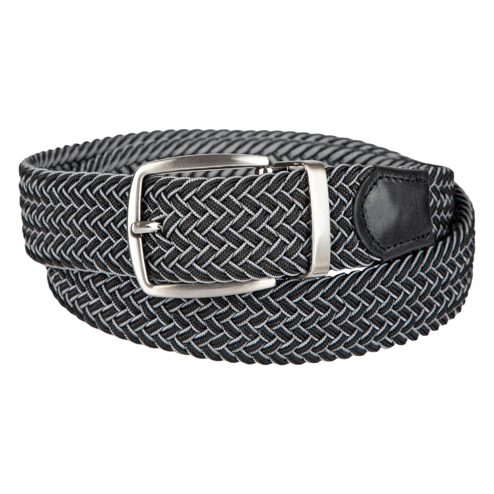 Tommy Bahama Men's Stretch Braided Reversible, Black and Gray Woven‎ Belt